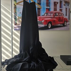 Betsy & Adam Black High Low Dress. PETITE